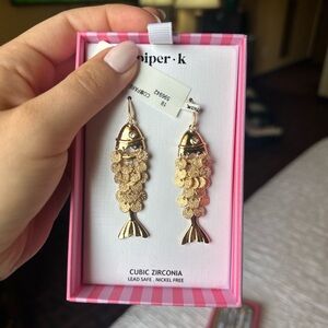 Piper K Gold Fish Dangle Earrings